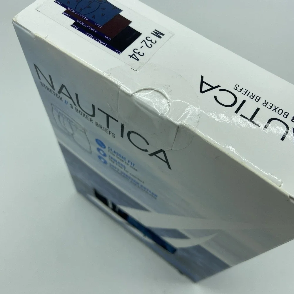Nautica Stretch Boxer Briefs Men's Medium (32-34) Set Of 3 Cotton Blend Soft NEW